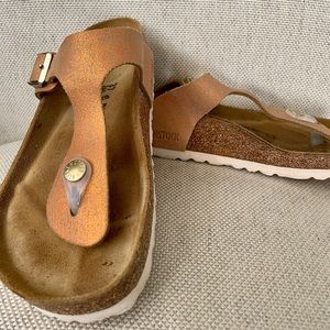 Birkenstock Gizeh Thong Washed Metallic Sea Copper